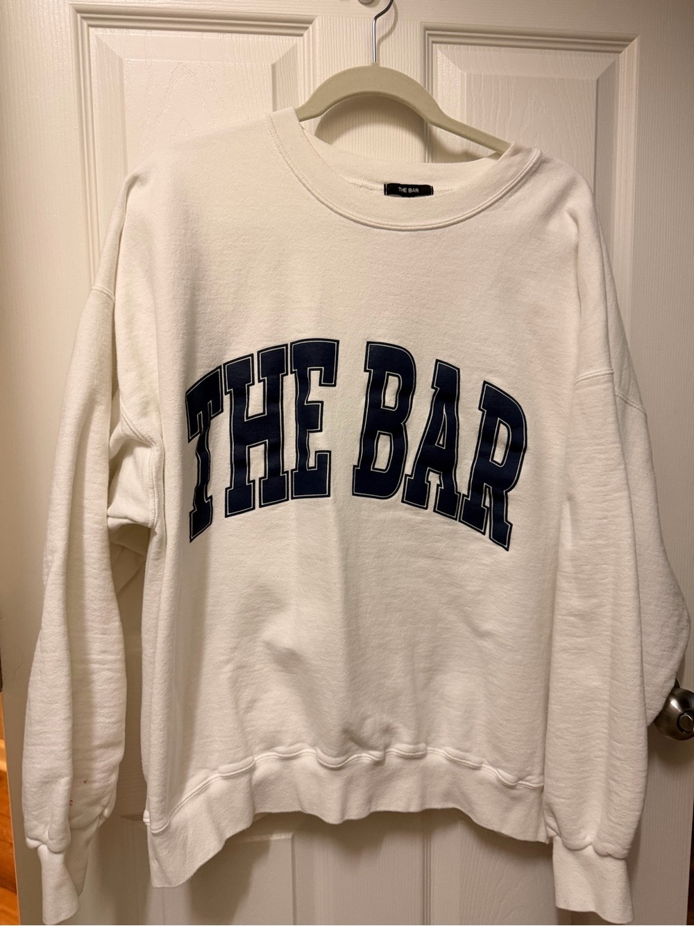 The Bar Varsity Sweatshirt White with Navy